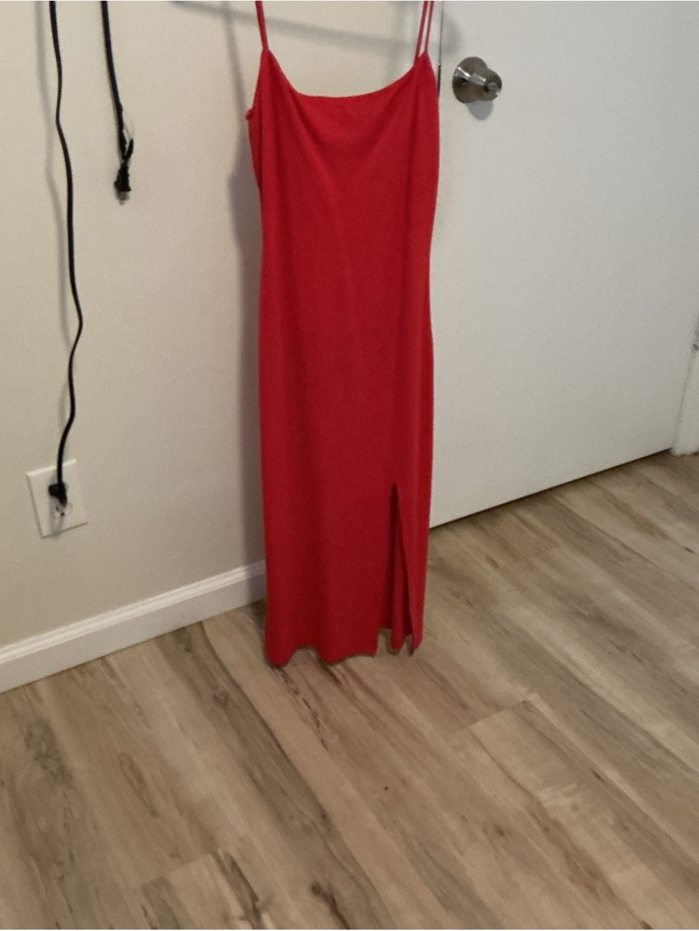 Red Slip Maxi Dress with Side Slit